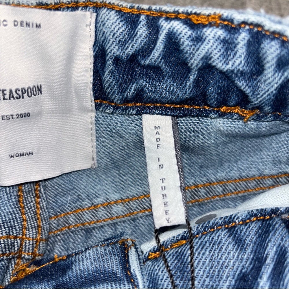 NWT One Teaspoon Longline Distressed Trucker Shorts Organic Cotton Women’s Sz 24 - Picture 4 of 7
